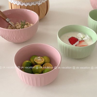 ins馬卡龍純色清新綠色粉色小碗陶瓷奶油磨砂北歐酸奶碗飯碗餐具