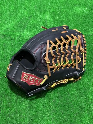 棒球世界全新ZETT36237系列硬式棒球專用外野手T網手套特價黑色(BPGT-36237)