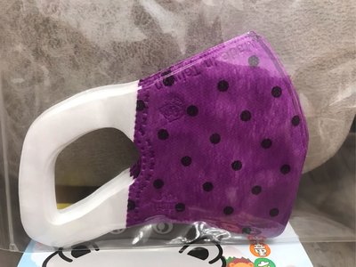 台製淨新深紫底黑點兒童寬耳立體口罩（4～7歲