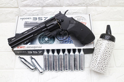[01] KWC 6吋 左輪 手槍 CO2槍 + CO2小鋼瓶 + 奶瓶 ( KC-68 轉輪短槍城市獵人