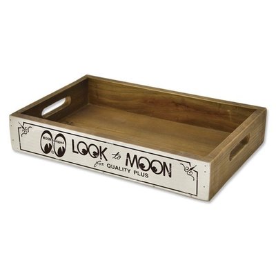 (I LOVE樂多)MOON Equipped Wood Tray 木製仿舊斑駁打印置物盒 裝飾 擺設