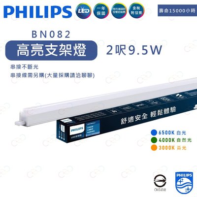 PHILIPS LED 2呎 9.5W 高亮支架燈 BN082 高亮度支架燈 支架燈 飛利浦支架燈 飛利浦