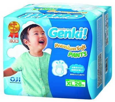 日本王子 - Genki - 日本製 - 褲型元氣褲 - 尿布 - XL號 38片/包 -  3包一箱 - 6包出貨
