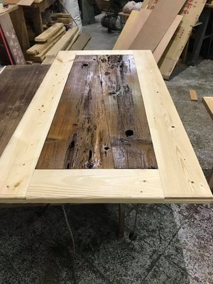 矮遞爾風化老檜木拼接桌板