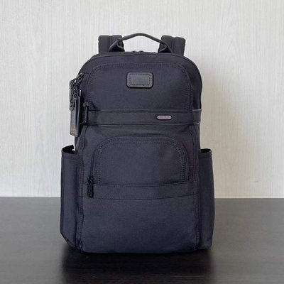 小Z代購#TUMI 26303207 黑色 彈道尼龍拼接皮革 多夾層雙肩後背包 背面可插行李箱 大容量 出差 商務 休閒