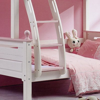 熱銷 兒童床上下床女孩粉色雙層床高低床實木子母床公主床櫻桃木床