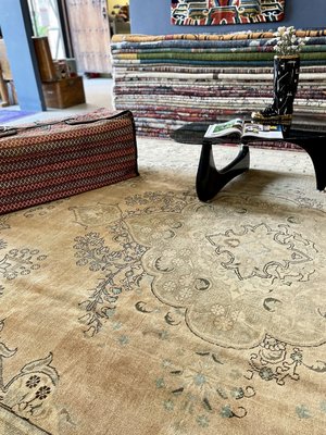 米可家飾~375x287  Vintage地毯手工羊毛做舊復古北歐客廳古董米色地毯手工地毯