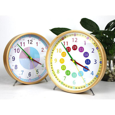 時鐘 兒童臺鐘學生學習認錶卡通座鐘擺鐘家用木框客廳臥室靜音掛鐘