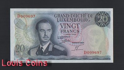 【Louis Coins】B997-LUXEMBOURG-1966盧森堡紙幣,20 Francs