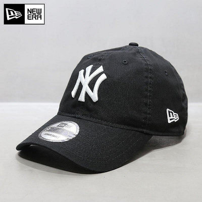 小Z代購#NewEra帽子鴨舌帽子MLB棒球帽洋基隊NY軟頂大標黑色彎檐帽經典款