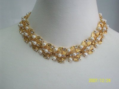 1024韓國進口k金模特兒專業珍珠項鍊婚紗可用黃金豪華版