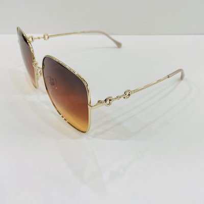 GUCCI 時尚款鏡面漸層墨鏡搭配金色大方框金屬太陽眼鏡GG0879S 004【名家眼鏡台南成大店 】