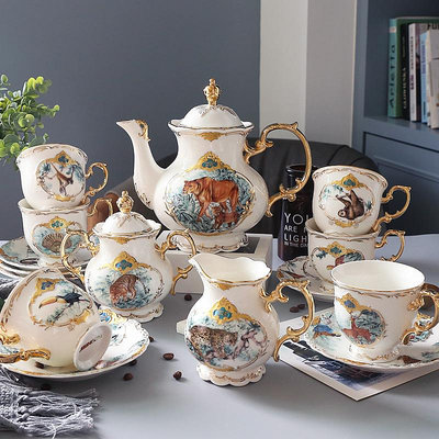 廠家出貨歐式陶瓷茶具套裝北歐奢華英式下午茶水杯咖啡杯套裝家用高檔禮盒