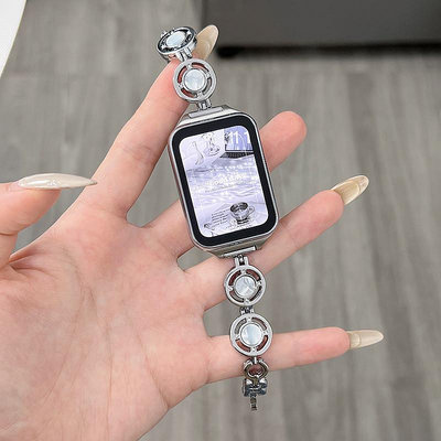 適用XIAOMI小米手環8pro錶帶水波紋金屬手鍊快拆扣小米8Pro腕帶NFC版錶帶小米手環8Pro替換腕帶時尚錶帶