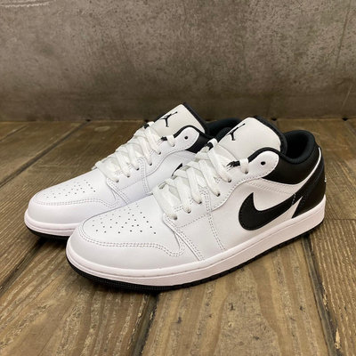 『 SLW 』553558-132 男 NIKE AIR JORDAN 1 LOW 皮革 板鞋 休閒鞋 白黑色 49