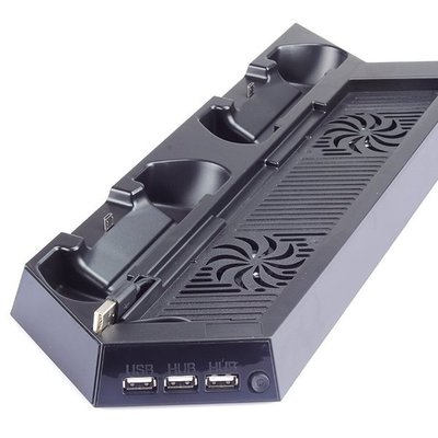 SONY PS4遊戲主機直立底座 立式支架 主動散熱風扇 手柄充電座 配件 雙風扇 適用1107 1207