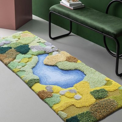 米可家飾~純手工輕奢圓形地毯北歐客廳茶幾ins風羊毛床邊毯藝術可定制地毯手工地毯