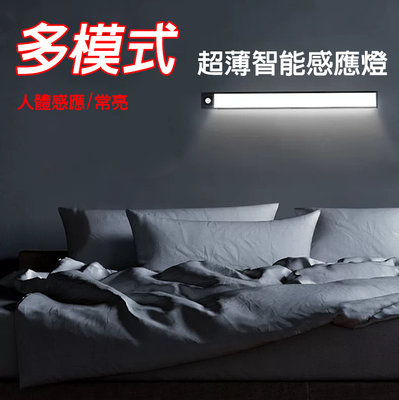20cm 可調光 超薄USB充電磁吸式LED感應燈 紅外線人體感應 LED夜燈 走道燈 露營照明 緊急照明 床頭燈