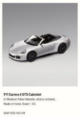 保時捷車主精品區全新德國原版911Carrera 4 GTS Cabriolet 1/43模型車（911系列D）