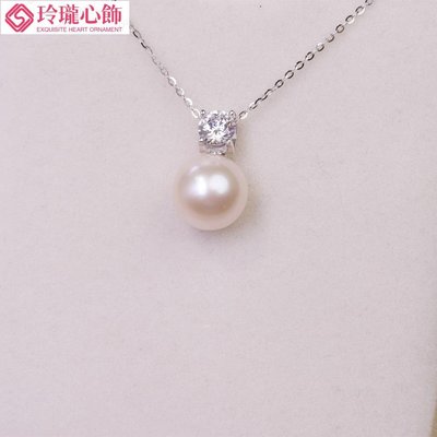 產地直銷淡水珍珠項鍊通體S925銀鑲鑽新款時尚珍珠頸鍊女代發-玲瓏心飾