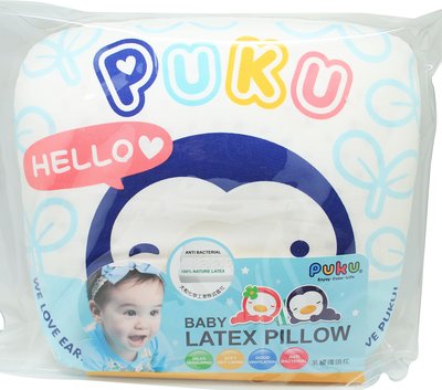 【PUKU藍色企鵝】乳膠抗菌護頭枕(藍)-30Ｘ25cm『CUTE嬰用品館』