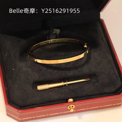 Belle流當奢品 Cartier 卡地亞 LOVE窄版手鐲 18K黃金色6顆鑽手環 B6047217 正品二手