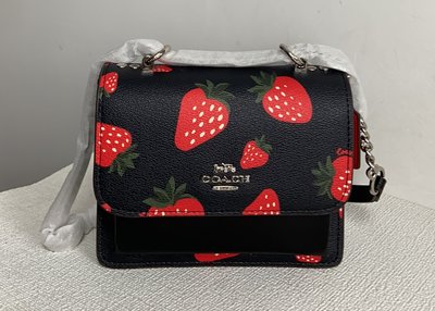 COACH CH353 新款草莓風琴包 女士斜挎包 可愛浪漫鏈條包 復購證