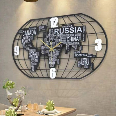 北歐世界地圖鐘表掛鐘客廳家用現代簡約時鐘創意歐式藝術裝飾壁鐘