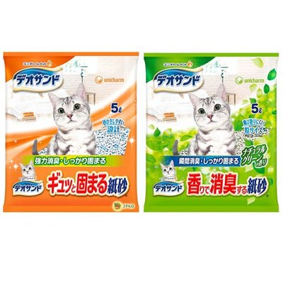 【JPGO】日本製 嬌聯 Unicharm 消臭大師 瞬間結團除臭紙砂 5L~清香845 綠茶965