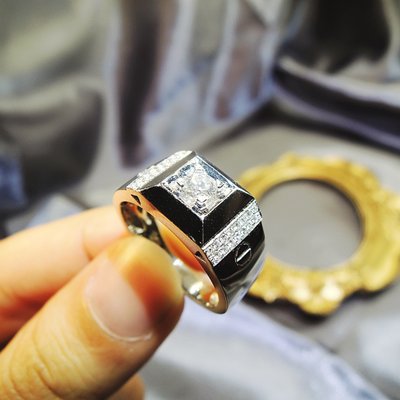 鑽石💎共0.50克拉純正18K白金男士鑽戒✈️日本戒指