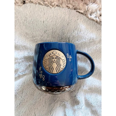 兩件折30🚀🚀再送攪拌勺✨ 2020最新款星巴克 Starbucks藍色魚尾銅牌杯 馬克杯  復古馬克杯陶瓷杯咖啡杯