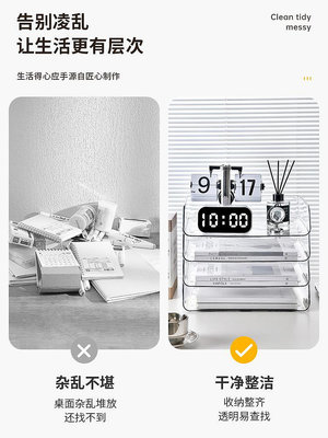 桌面書架書桌文件架收納置物架辦公室書房臥室桌上文件多層透明盒