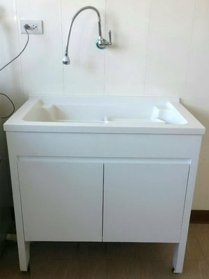 洗衣槽 洗衣櫃 洗衣台 台中最便宜 成舍衛浴 落地式洗台 活動式洗衣板 白色防水櫃 壁式單冷水龍頭