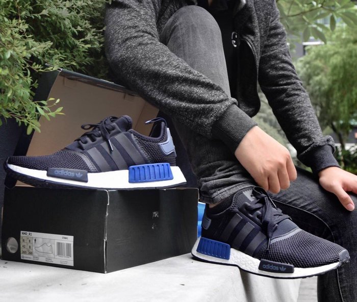 Adidas NMD R1 BOOST S76841 黑色藍色透氣網布東京運動鞋慢跑鞋| Yahoo奇摩拍賣