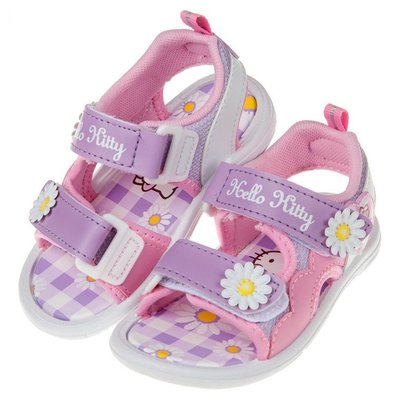 童鞋(14~19公分)HelloKitty瑪格麗特紫色雙層自黏式兒童涼鞋C8L112F