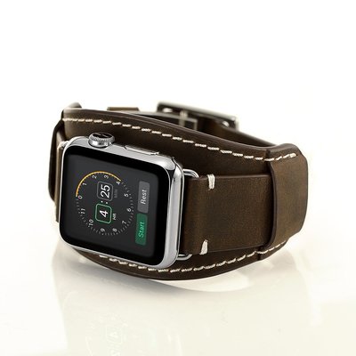 丁丁 蘋果 Apple watch1234代運動型智慧錶錶帶38/42/40/44mm愛馬仕瘋馬紋卡夫手錶真皮錶帶