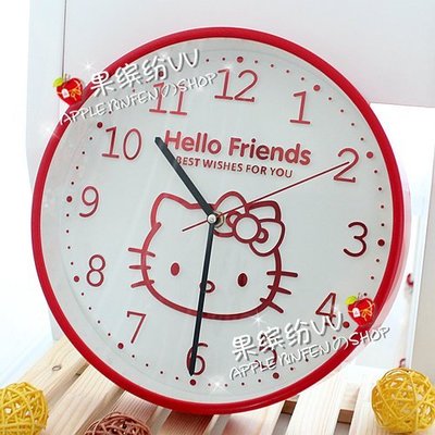 hello kitty 凱蒂貓 超靜音12寸掛鐘時鐘 客廳 卡通掛鐘 鐘表