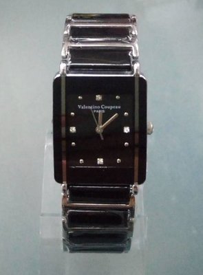 【 幸福媽咪 】Valentino Coupeau 范倫鐵諾 黑/白 陶瓷長方型經典時尚款 石英錶