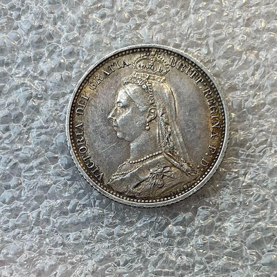 好品相1887英國維多利亞6便士銀幣