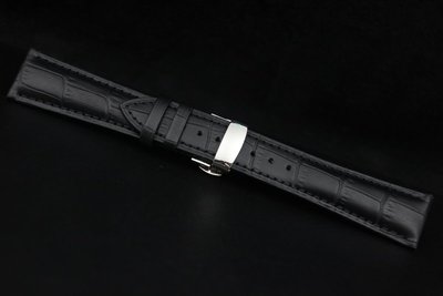 黑色20mm可替代浪琴....原廠錶帶,鱷魚皮紋真皮錶帶,方便雙按式不鏽鋼蝴蝶彈扣