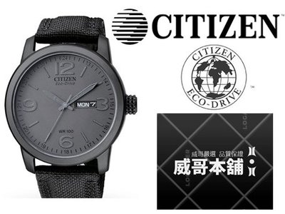 【威哥本舖】星辰CITIZEN全新原廠貨 BM8475-00F 光動能帆布帶男錶
