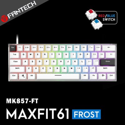 【風雅小舖】【FANTECH MAXFIT61 Frost 60%可換軸體RGB機械式鍵盤(MK857 FT)-白】