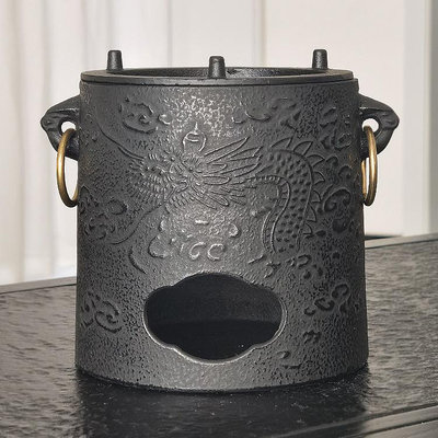 鑄鐵茶爐煮茶生鐵茶爐圍爐鐵壺專用燒水泡茶保溫家用炭爐盤龍風爐-台給力
