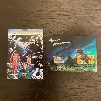 1994 & 1997 Vincent Di Fate 美國幻想現實空間插圖藝術家 親筆簽名 收藏卡 卡片 共2張