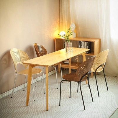 特賣- 北歐餐椅家用網紅貝殼椅現代簡約鐵藝咖啡店餐廳創意靠背椅子