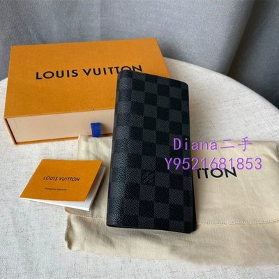 二手正品 LOUIS VUITTON LV N62227 黑灰 格棋盤格 對折 長夾 皮夾 現貨