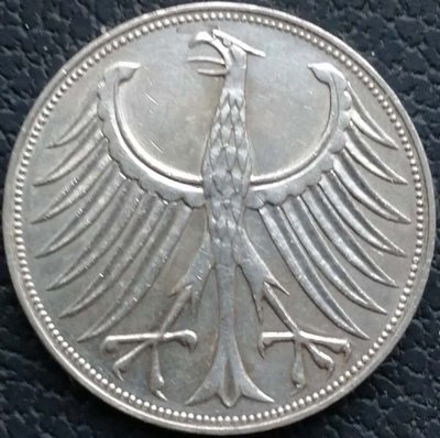 現貨熱銷-【紀念幣】聯邦德國早期5馬克流通銀幣1951--1974 全新UNC