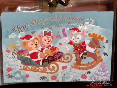 Ariel's Wish-日本東京迪士尼Duffy達菲熊雪莉玫貓咪傑拉東尼聖誕節明信片留言版memo聖誕卡片耶誕卡-現貨
