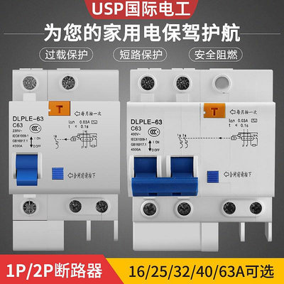 漏電保護器家用2P總開空氣開關帶漏電過載保護1P斷路器63A~閒雜鋪子