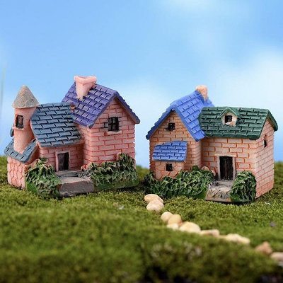 微景觀 裝飾擺件 迷你磚瓦別墅  微縮小房子模型DIY材料裝飾品
